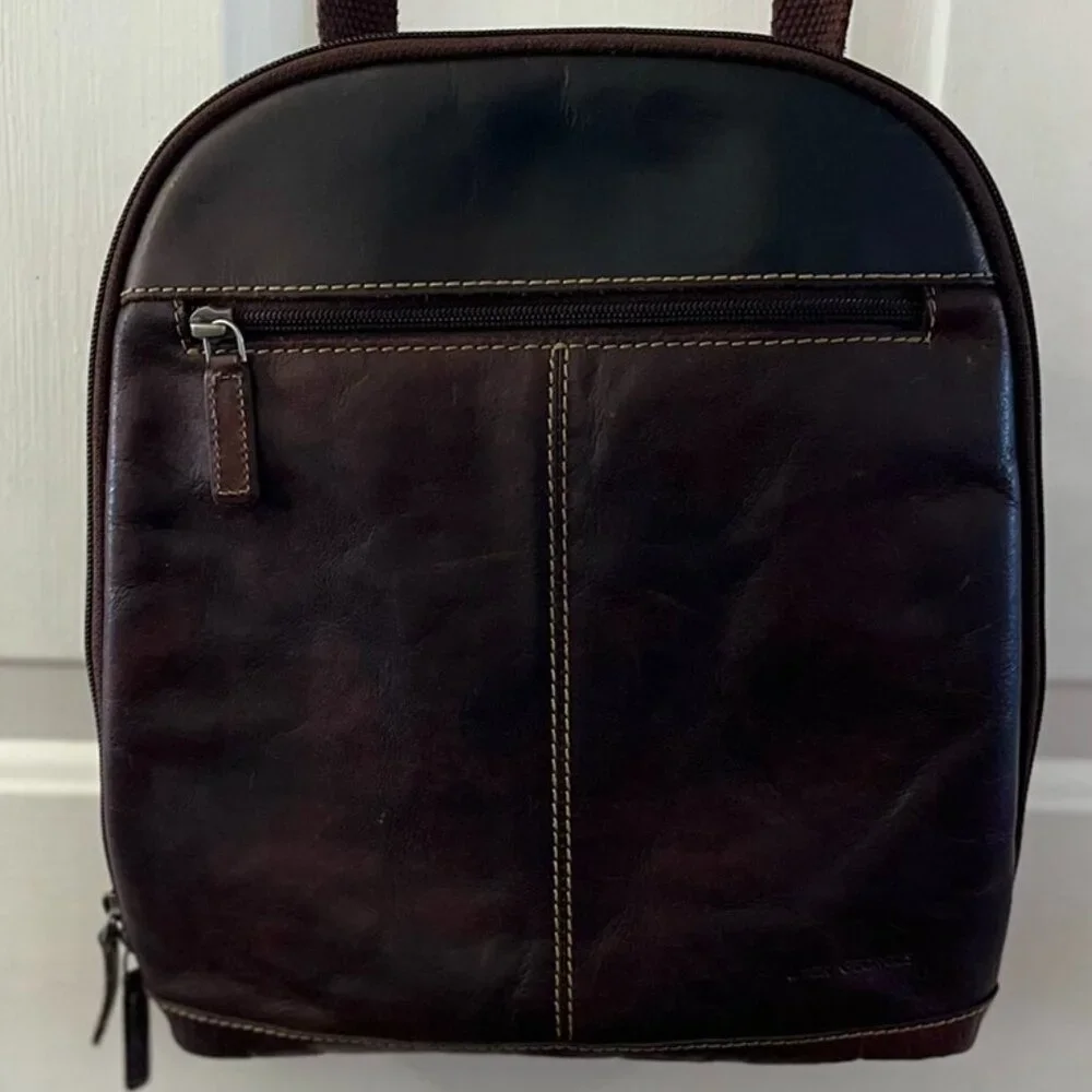 Jack Georges Dark BrownVoyager Leather Travel Convertible Backpack/Crossbody Bag - Picture 14 of 14